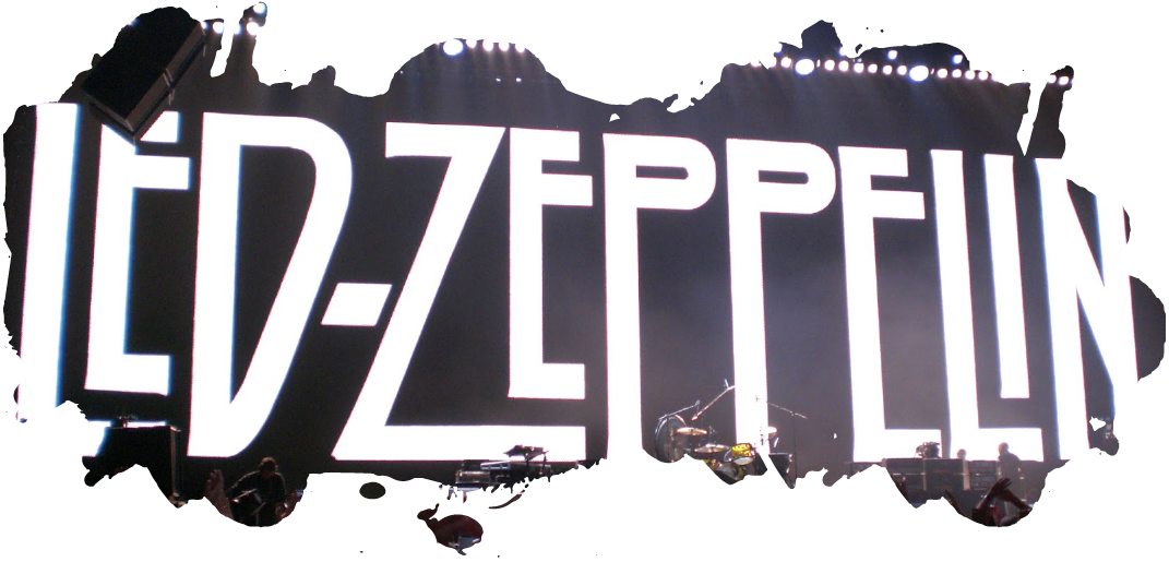 The Led Zeppelin logo on a stage