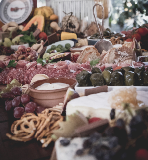 Table full of catered food